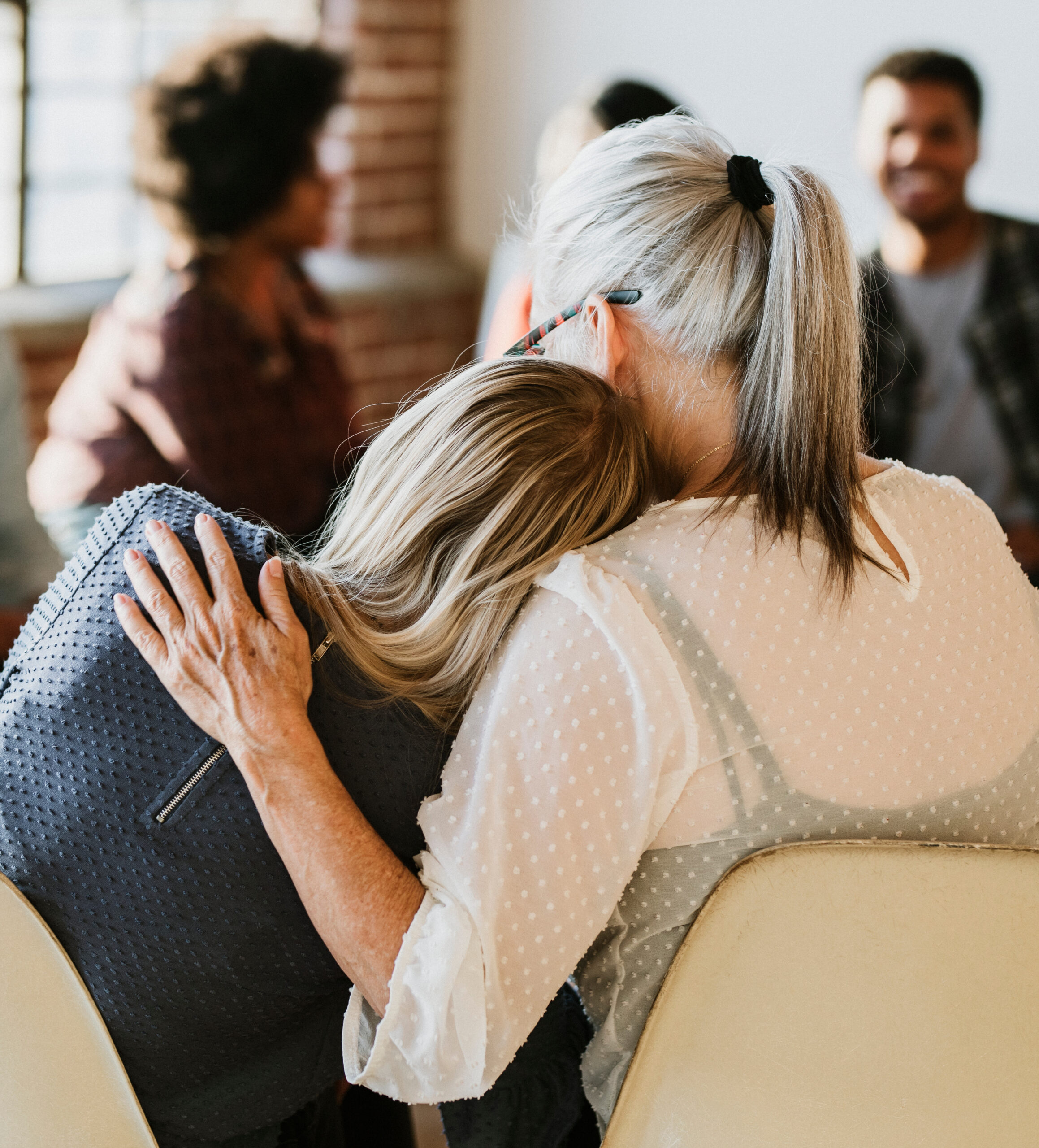 People support each other in a rehab session